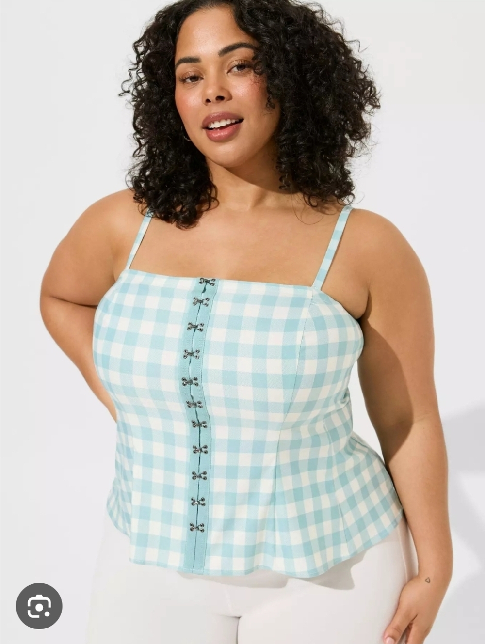 Torrid Size 5 Fit And Flare Button Up Crop Top W/ Removable Straps